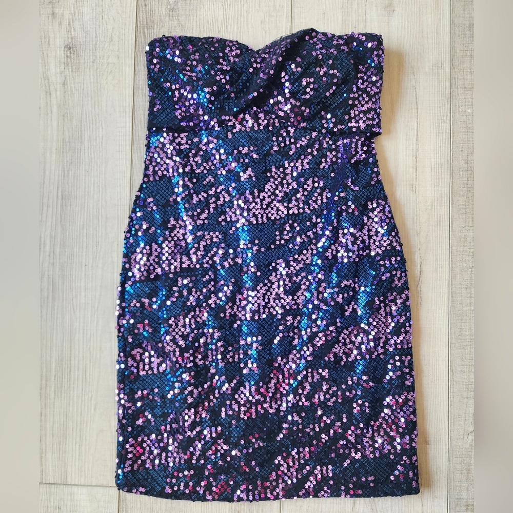 Arden B Dresses | Arden B Sequin Strapless Dress | Color: Blue/Purple | Size: S